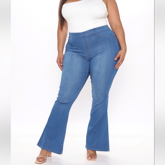 All The Right Moves Flare Jeans- Medium Blue Wash - Picture 6 of 7